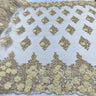 1 Yard - Beaded 3D Floral Lace Fabric Embroidered on 100% Polyester Net Mesh - 52" Wide