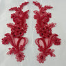 Beaded Corded Floral Lace Applique Pair