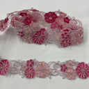 1 yarda de encaje bordado con cuentas y cordones, 1.5" de ancho, organza 100% poliéster para vestidos y disfraces  