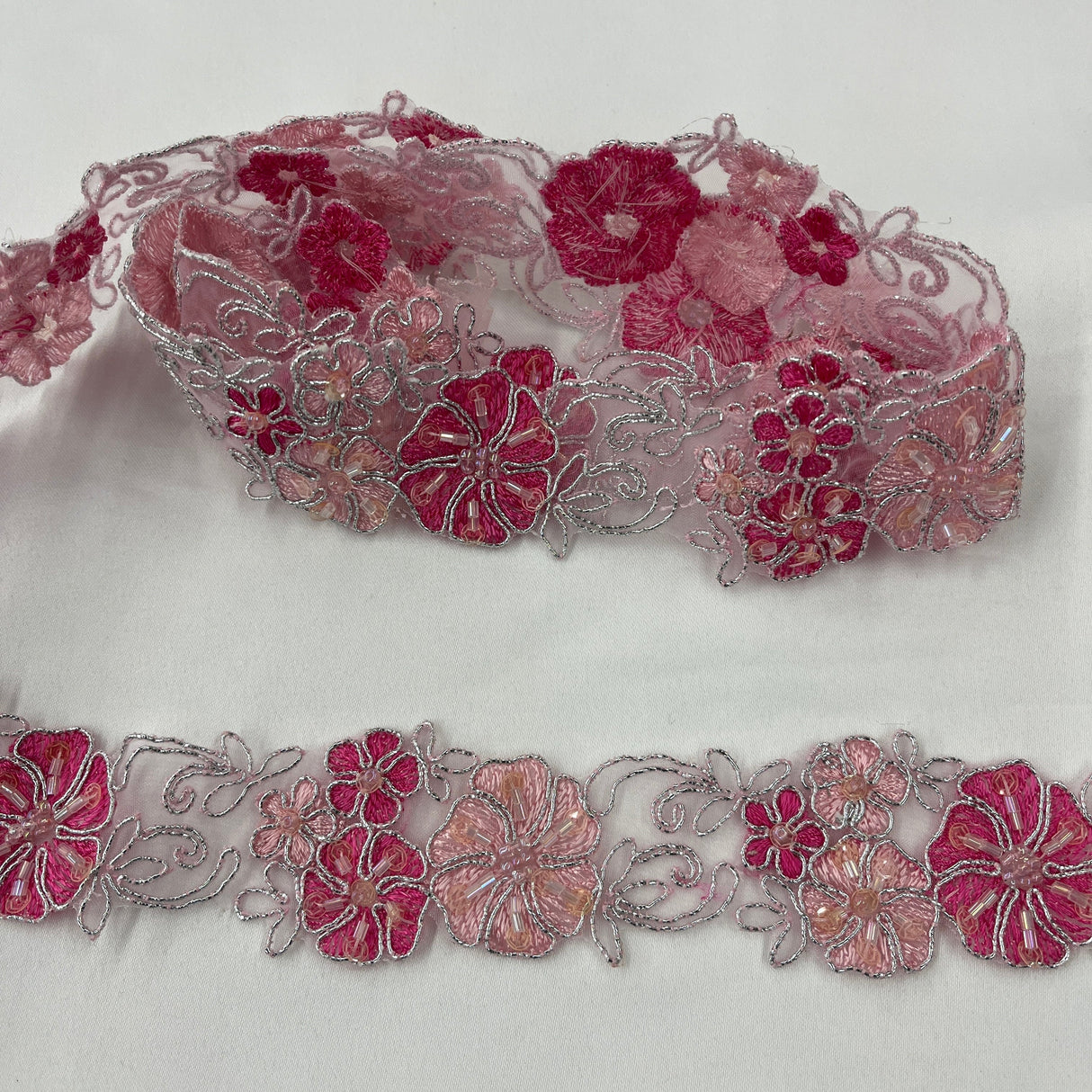 Beaded Corded Lace Trim 1.5" Wide