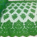 Embroidered Lace Fabric on Polyester Net Mesh