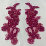 Beaded Corded Floral Lace Applique
