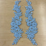 1 Pair 9.5" x 2" Each Side Beaded & Corded Floral Lace Applique Embroidered on 100% Polyester Net Mesh