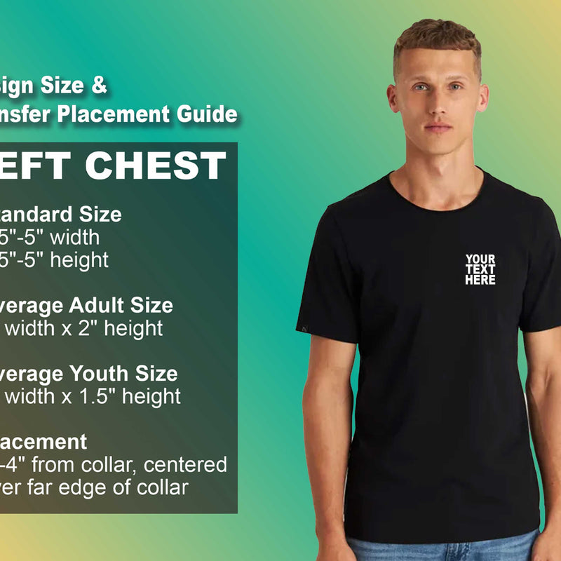 Pack: 12 Fast Personalized T-Shirts – Add Your Logo, Photo, or Text Print (Left Chest - Black)