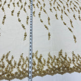 1 Yard Beaded Lace Fabric Embroidered, 100% Polyester Net Mesh, Elegant Textile for Fashion & Crafts