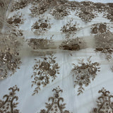 Beaded Lace Fabric on Polyester Net Mesh 50"