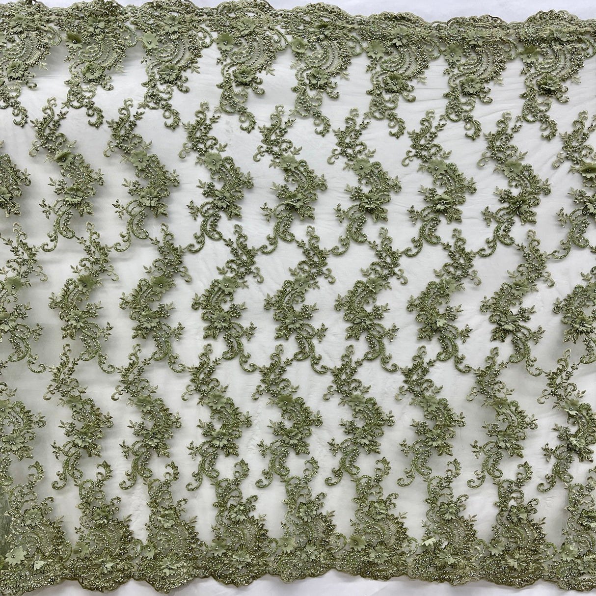 3D Floral Lace Embroidered Mesh