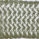 3D Beaded Floral Lace Fabric - Embroidered 100 Percent Polyester Net Mesh, 3D Floral, Beaded, Mirrored Symmetrical Scallops, 52" Wide (1 Yard)