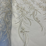 1 Yard Beaded Lace Fabric Embroidered 100 Percent Polyester Net Mesh 50 inch Width