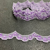 1 Yard Beaded & Corded Lace Trimming Embroidered on 100% Polyester Net Mesh 1" Wide