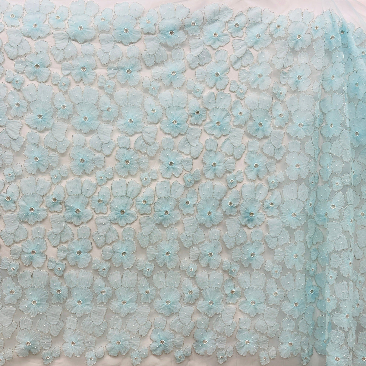 Beaded 3D Floral Lace Fabric 52" Wide