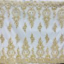Beaded Corded Bridal Lace Fabric