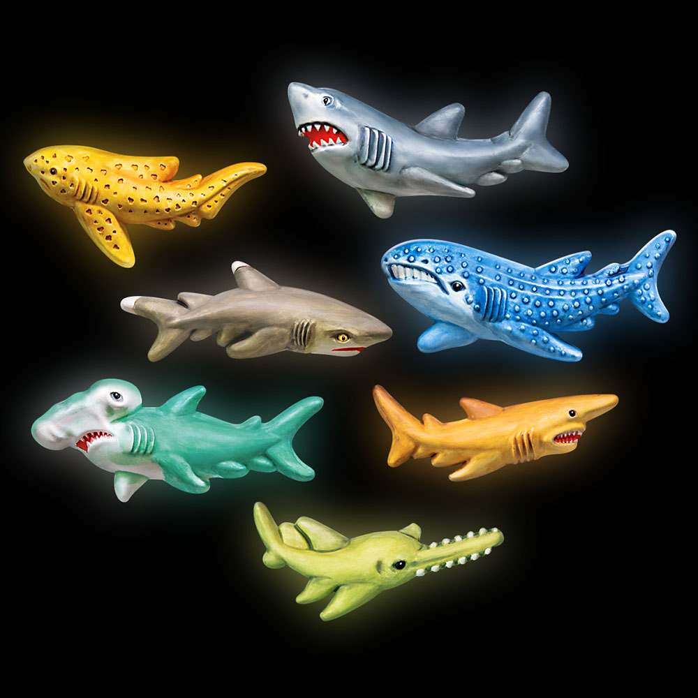 Glow-In-The-Dark Sharks Mould & Paint Kit
