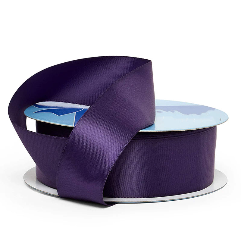 Shimmering Solid Satin Ribbon 7/8 '' X 50 yd Double Faced 1 / roll Eggplant