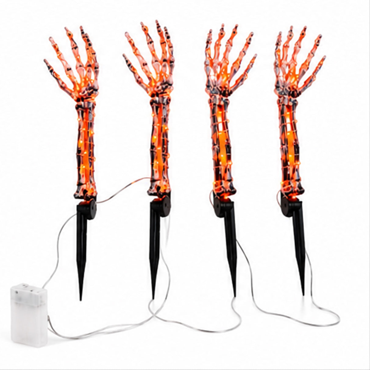 Orange Light Ghost Hands Halloween Decor 2 Pair Set