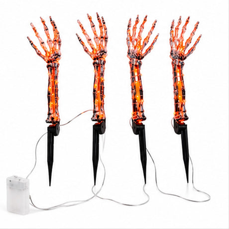 Orange Light Ghost Hands Halloween Decor 2 Pair Set