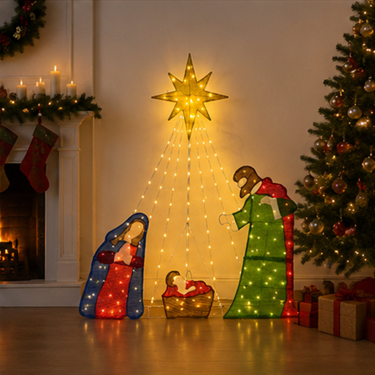 66" LED Lighted Nativity Scene Christmas Decoration