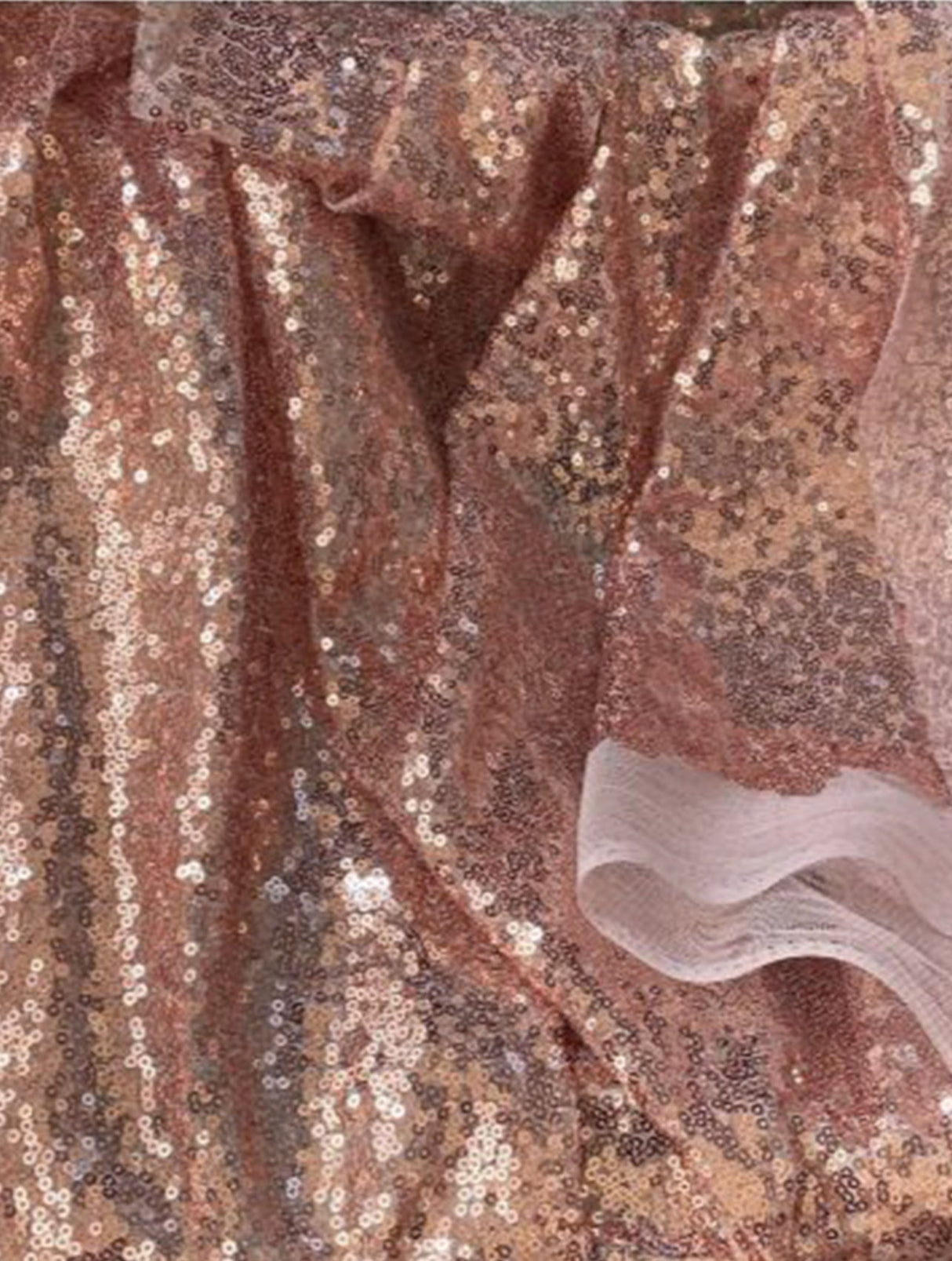 Stretch Sequin on Mesh Rose Gold