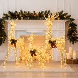 Lighted Reindeer Set Christmas Yard Decor Warm White LED