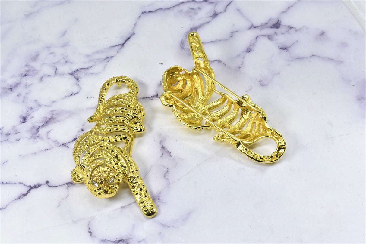 Rhinestone Tiger Buckle Connector Gold