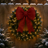 36" Lighted Christmas Garland with Red Bow Decor