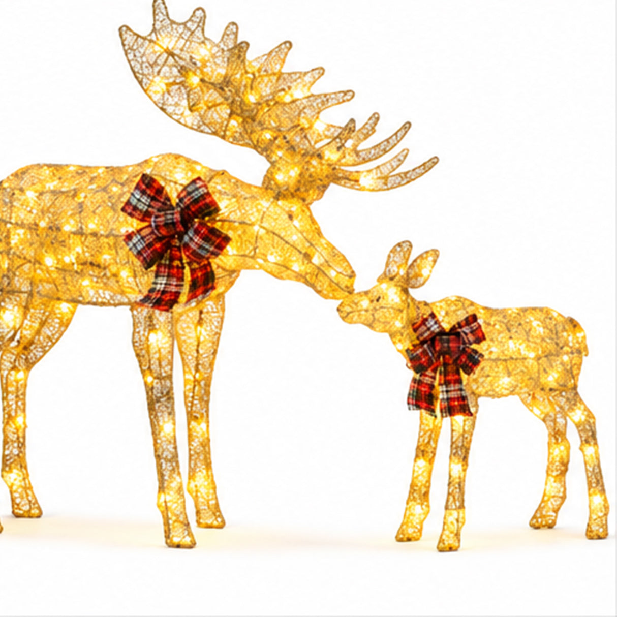 Lighted Moose Christmas Decor Set Warm White LED Lights