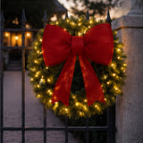 30" Lighted Christmas Garland with Red Bow Decor