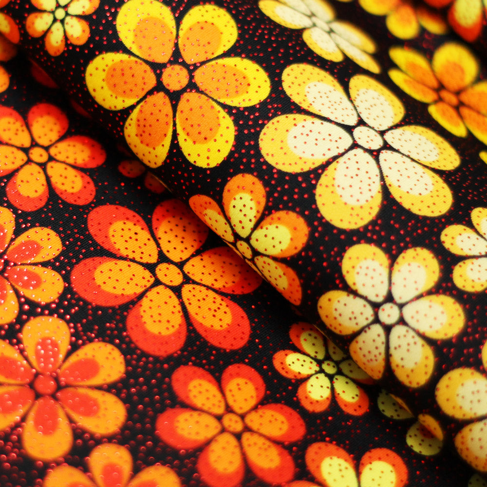 Floral Trance Nylon Spandex Fabric - Multi-Color Floral Print, 58-60" Width (1 Yard)