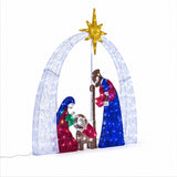 Lighted Nativity Scene Christmas Yard Decor Cool White LED