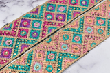 Embroidered Trim Multi-Color Beaded 2.25"