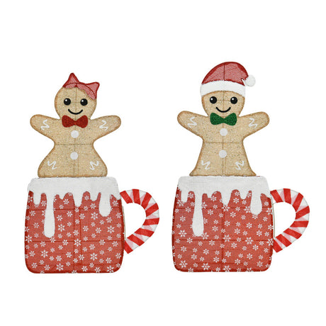40 Inch & 42 Inch Height Set of 2 Mug Gingerbread Men with Box Christmas Decoration with 80 LED Lights