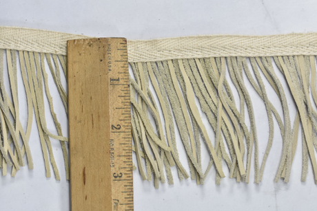 Faux Leather Fringe Trim Beige 3 Inch