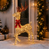 48 Inch Champagne Wicker Reindeer Warm White LED Decor