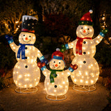 Lighted Snowman Set Christmas Yard Decor Warm White LED