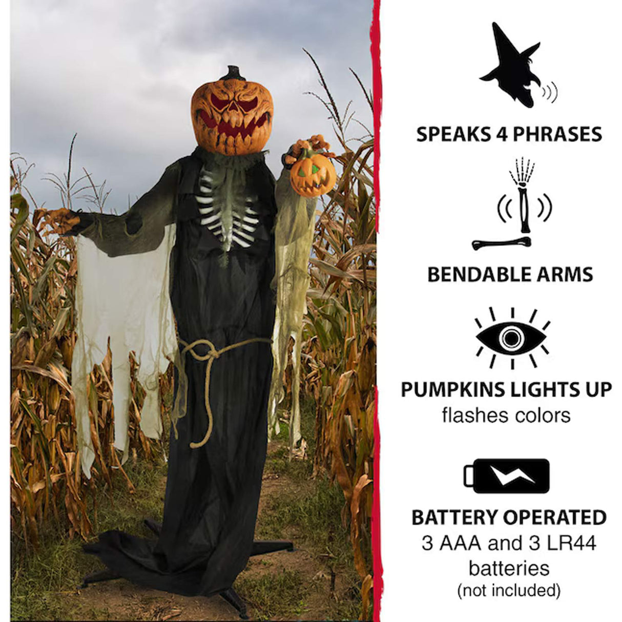 7 feets Haunted Hill Farm Talking Lighted Jackeo Jack-o-Lantern Animatronic Halloween
