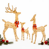 3 Piece Lighted Reindeer Set Christmas Yard Decor LED