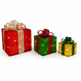 Lighted Christmas Gift Box Set, Battery Operated Decor
