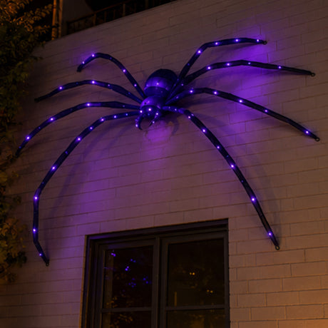 128 Inch Purple Plush Spider Halloween Decor UV Light