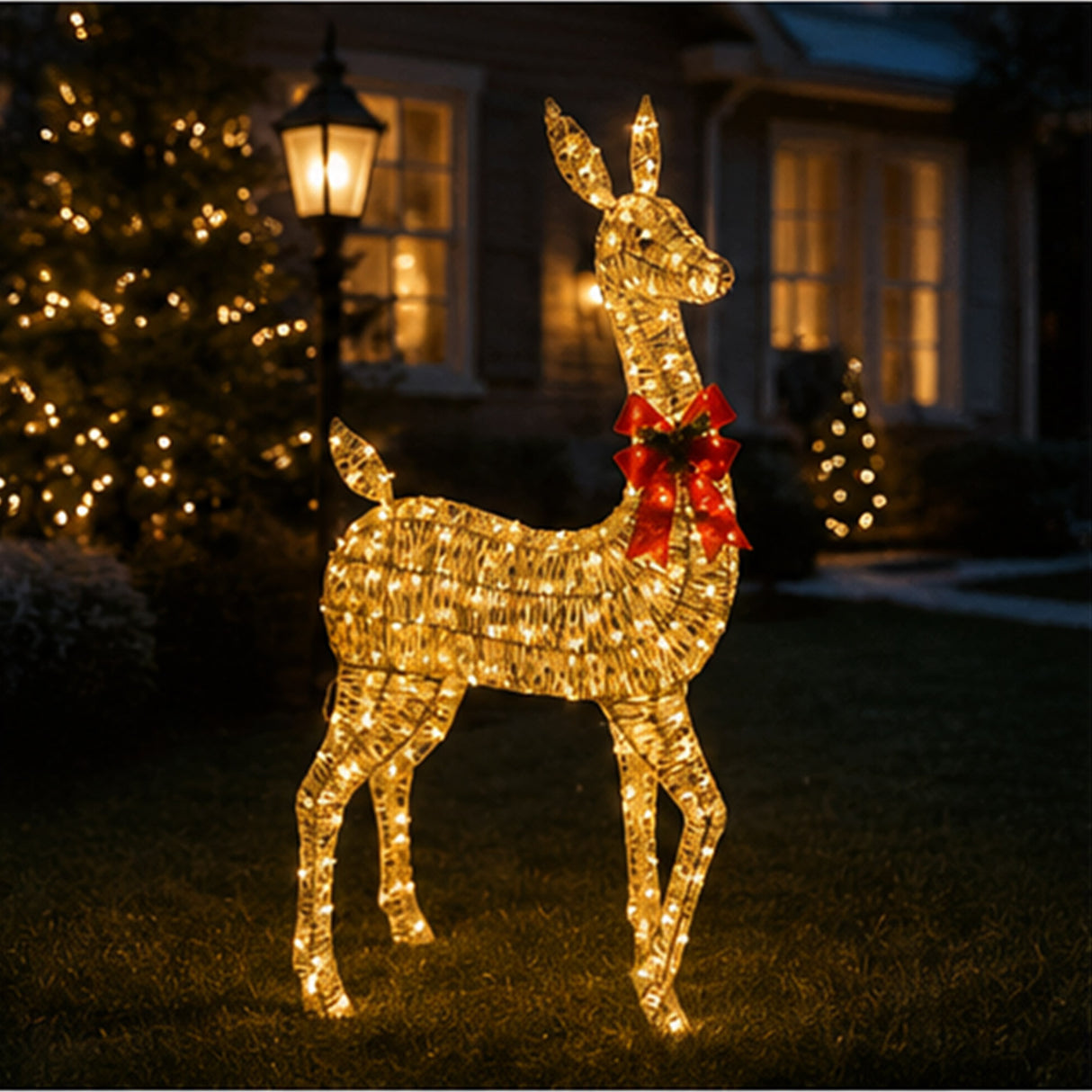 89" Lighted Wicker Doe Outdoor Christmas Decoration