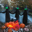 4 Ft. 11" x 5 Ft. 11" Glowing Face Witch Standing Halloween Outdoor Decoration Set - 3 Pc.