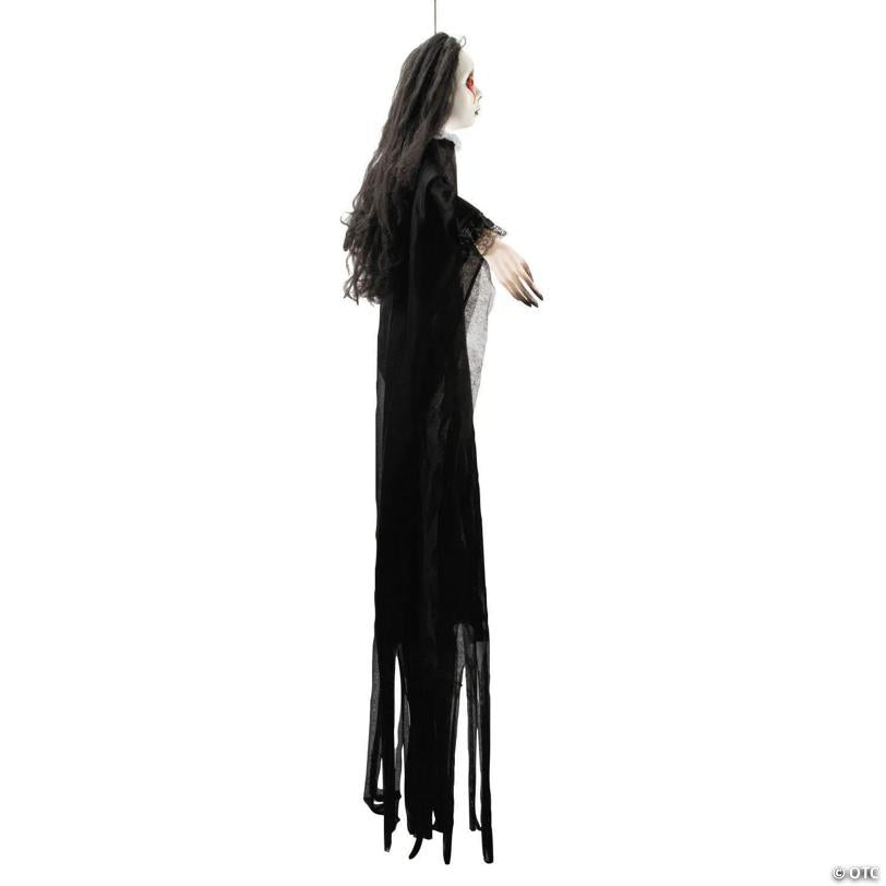 4 Ft. 3" Posable Hanging Girl Dressed in Black Halloween Decoration