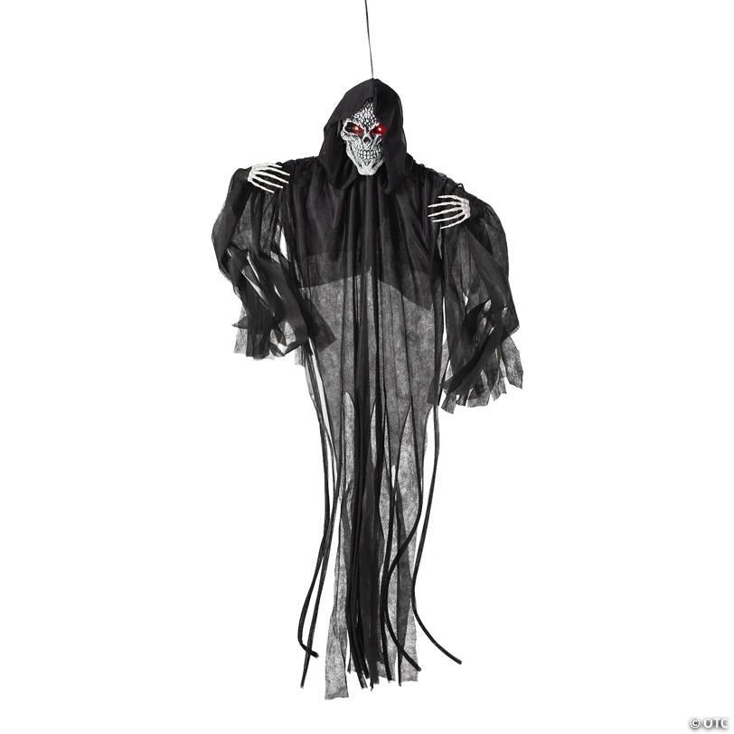 4 Ft. Hanging Black Skeleton Reaper Animated Prop Halloween Decoration