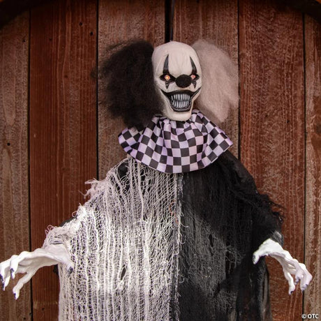 RADYAN Animated Clown Hanging Halloween Decoration for Haunted House Displays shown in a clear product image
