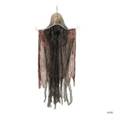 4 Ft. Hanging Orange Light-Up Skeleton Face Reaper Halloween Decoration