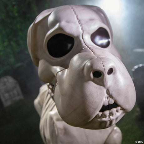 Standing Dog Skeleton Halloween Yard Decoration with Base Support, stands upright for an eerie Halloween yard display