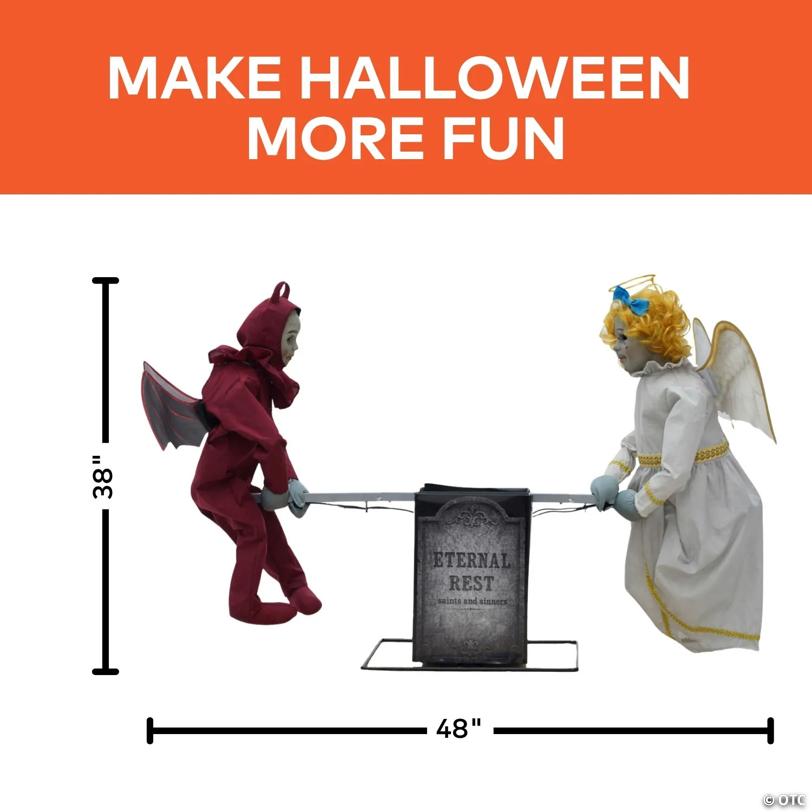 4 Ft. x 3 Ft. Animated Eternal Rest Angel & Devil Seesaw Halloween Decoration