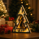 Lighted Christmas LED Decor MDF Holiday Table Accent