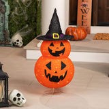 2.83 Feets Lighted Jack-o-Lantern Witch Hat Yard Decoration