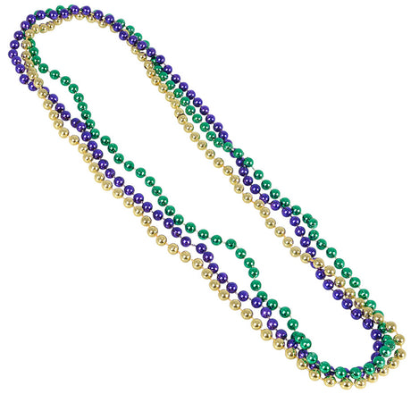Mardi Gras Beads 33" 7 mm Purple/Green/Gold (1 DZ)