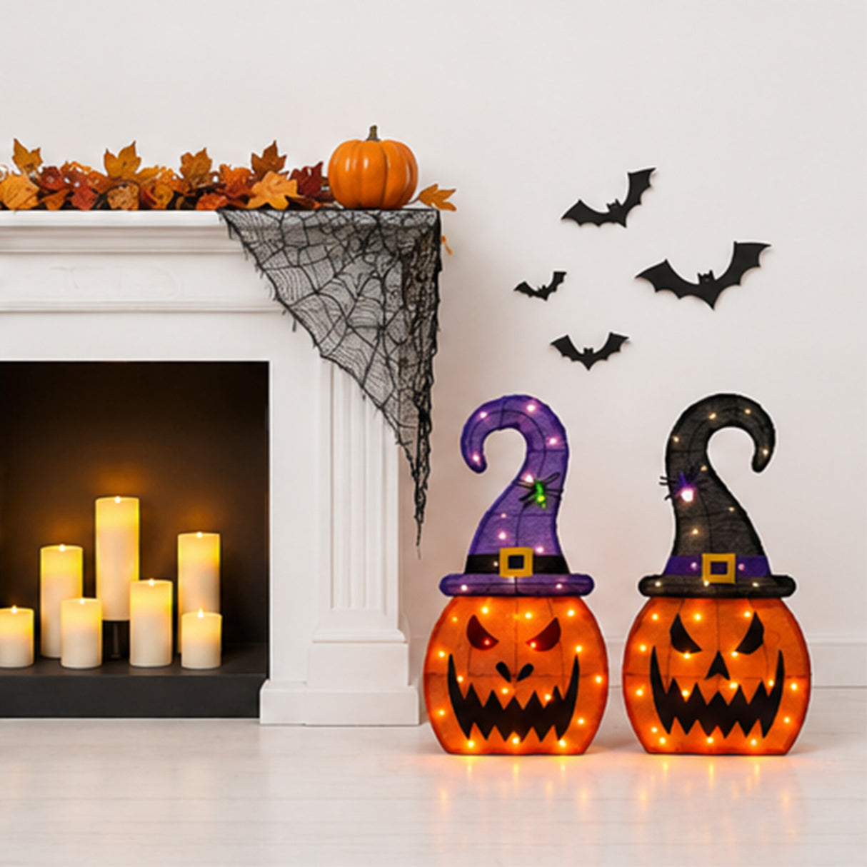 28 Inch Pumpkin Witch Hat Halloween Decoration Set 2 Pcs
